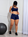 Conjunto Fitness Short + Cropped Elástico Racy Azul Marinho Ype Variedades