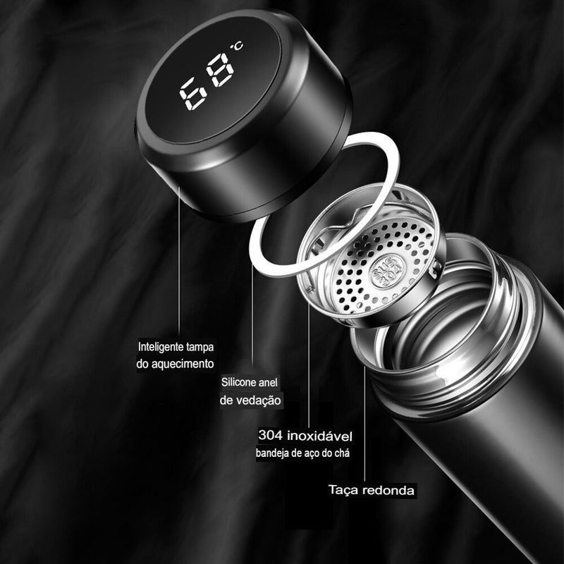 Garrafa Térmica Inteligente Com Visor de LED Marcador de Temperatura