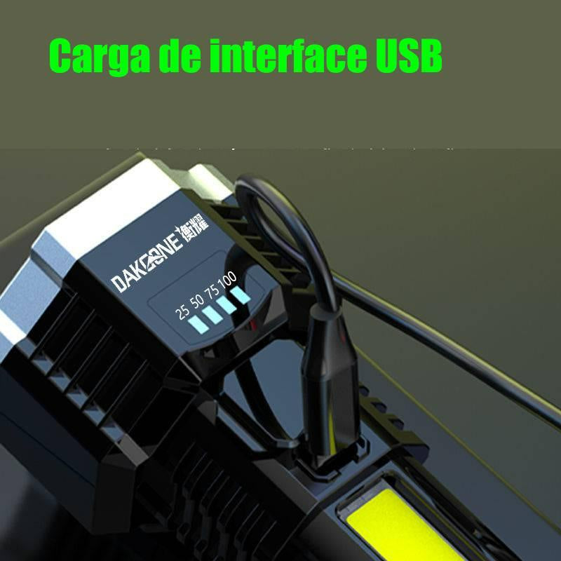 Lanterna LED Recarregável Lamn 5 Cores Super Brilhante Multifuncional Com Visor e Refletor de Bateria