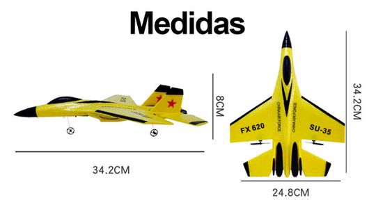 Avião Elétrico de Controle Remoto Flanker-E SU35 Asa Fixa com Led